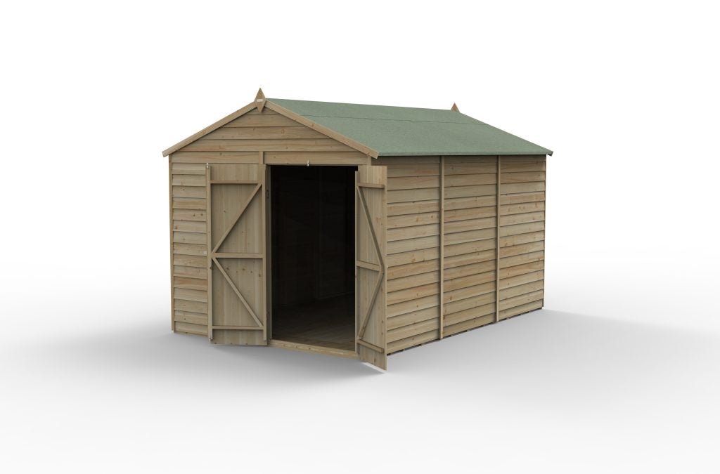 Forest Garden - 4Life Pressure Treated Overlap Apex Shed - 8ft x 12ft - Trusted Building Supplies