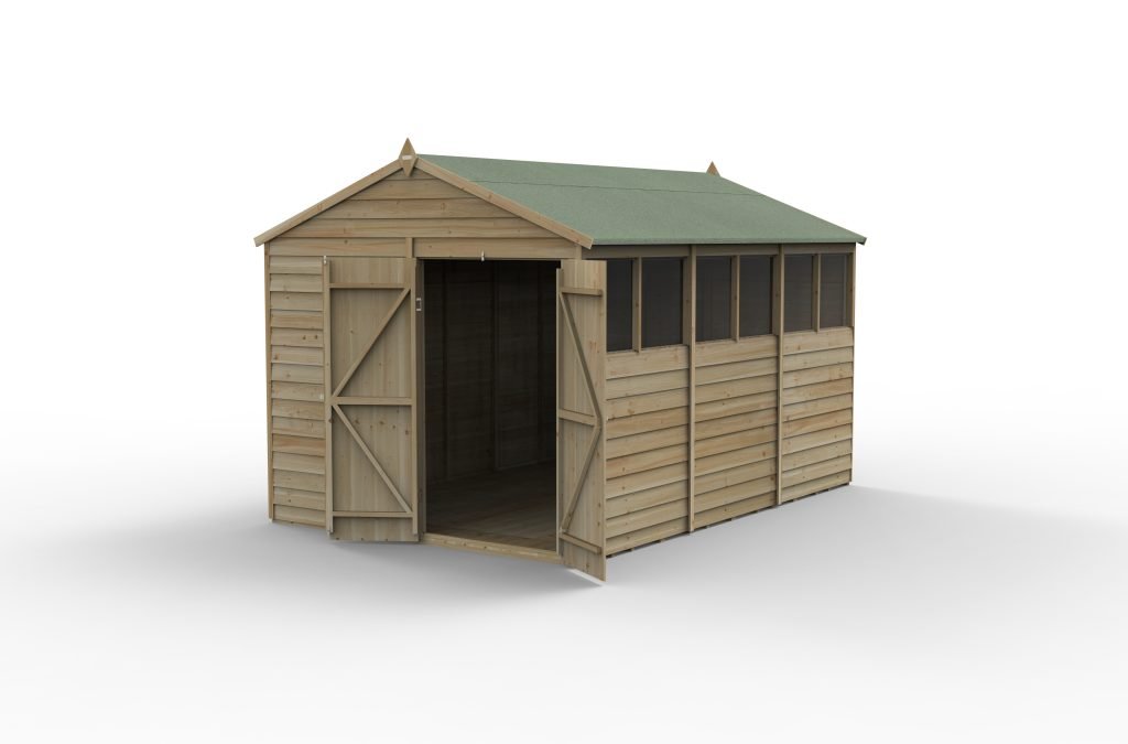 Forest Garden - 4Life Pressure Treated Overlap Apex Shed - 8ft x 12ft - Trusted Building Supplies