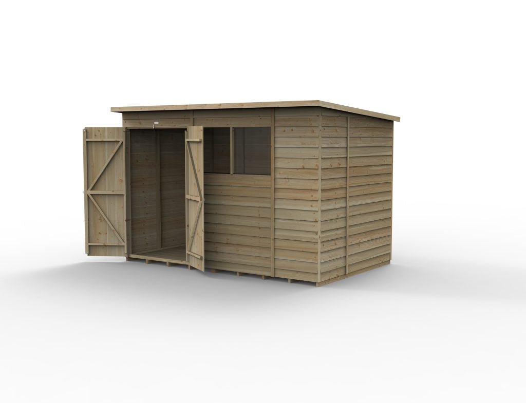 Forest Garden - 4Life Pressure Treated Overlap Pent Shed - 10ft x 6ft - Trusted Building Supplies