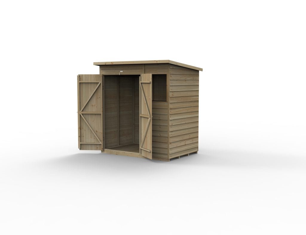 Forest Garden - 4Life Pressure Treated Overlap Pent Shed - 6ft x 4ft - Trusted Building Supplies