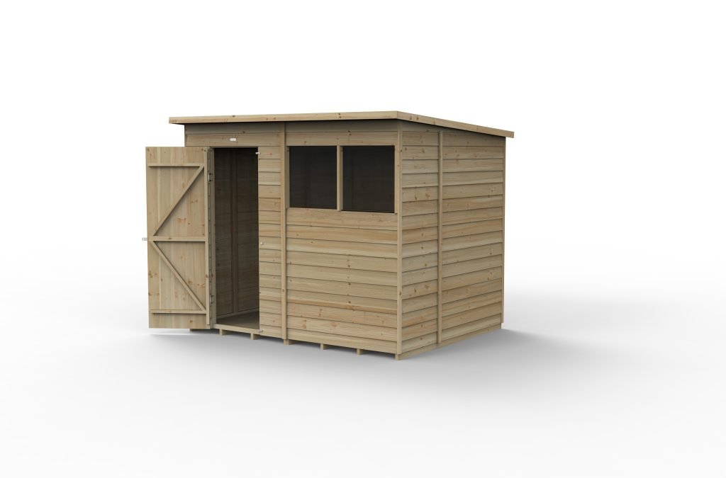 Forest Garden - 4Life Pressure Treated Overlap Pent Shed - 8ft x 6ft - Trusted Building Supplies