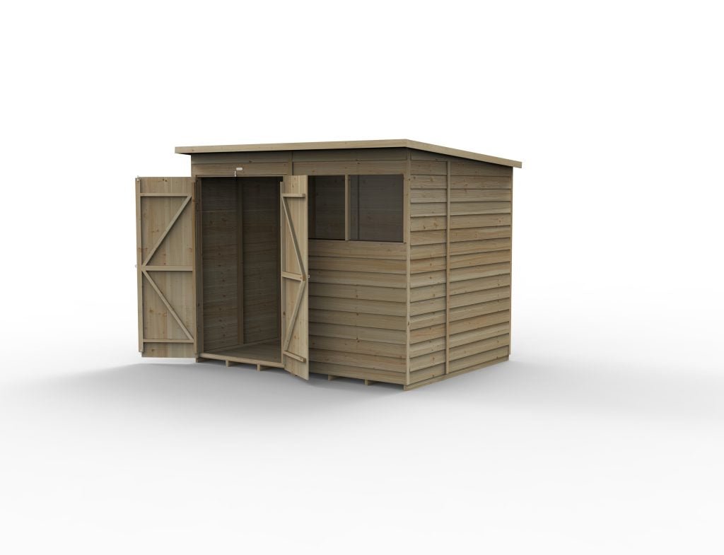 Forest Garden - 4Life Pressure Treated Overlap Pent Shed - 8ft x 6ft - Trusted Building Supplies