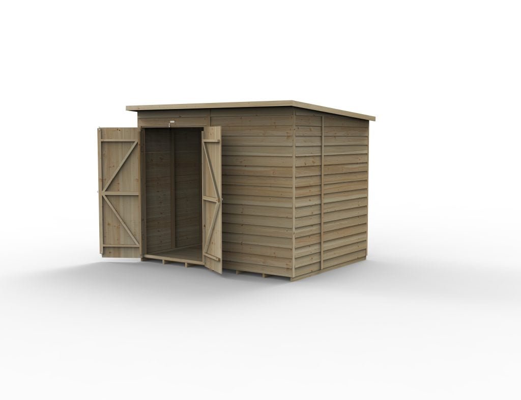Forest Garden - 4Life Pressure Treated Overlap Pent Shed - 8ft x 6ft - Trusted Building Supplies