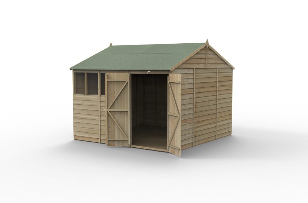 Forest Garden - 4Life Pressure Treated Overlap Reverse Apex Shed - 10ft x 10ft - Trusted Building Supplies