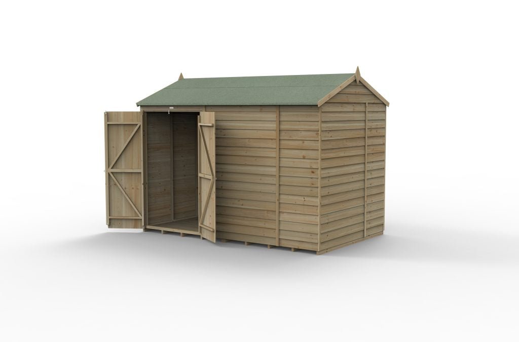 Forest Garden - 4Life Pressure Treated Overlap Reverse Apex Shed - 10ft x 6ft - Trusted Building Supplies