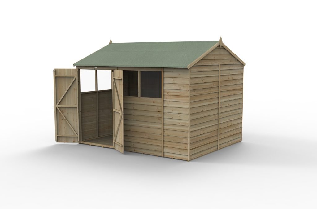 Forest Garden - 4Life Pressure Treated Overlap Reverse Apex Shed - 10ft x 8ft - Trusted Building Supplies