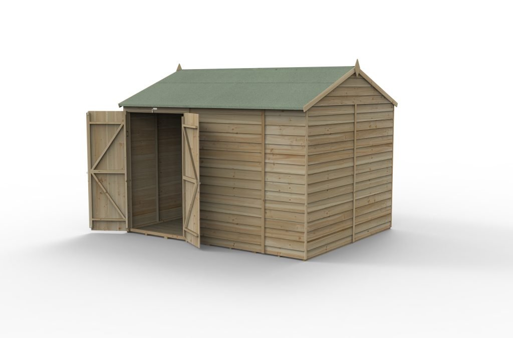 Forest Garden - 4Life Pressure Treated Overlap Reverse Apex Shed - 10ft x 8ft - Trusted Building Supplies