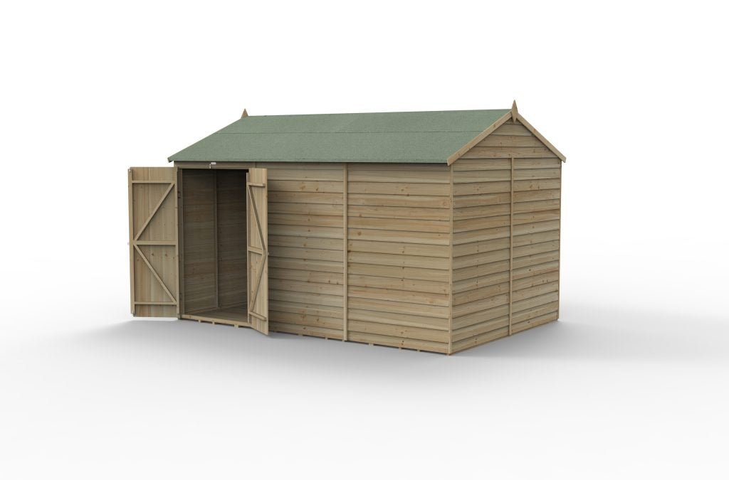 Forest Garden - 4Life Pressure Treated Overlap Reverse Apex Shed - 12ft x 8ft - Trusted Building Supplies