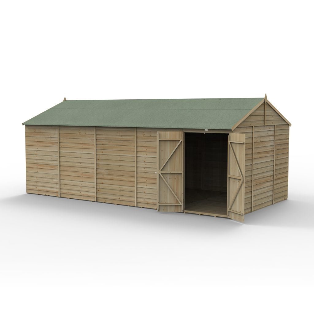 Forest Garden - 4Life Pressure Treated Overlap Reverse Apex Shed - 20ft x 10ft - Trusted Building Supplies