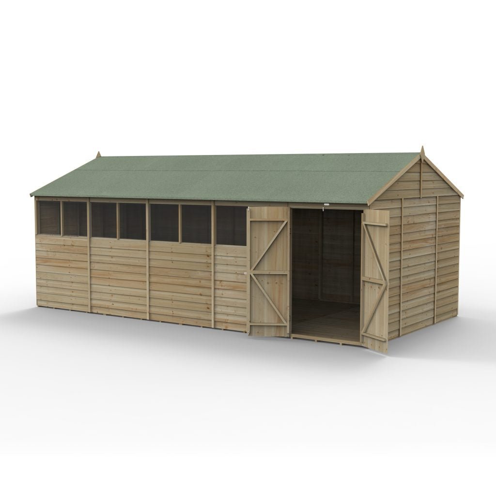 Forest Garden - 4Life Pressure Treated Overlap Reverse Apex Shed - 20ft x 10ft - Trusted Building Supplies