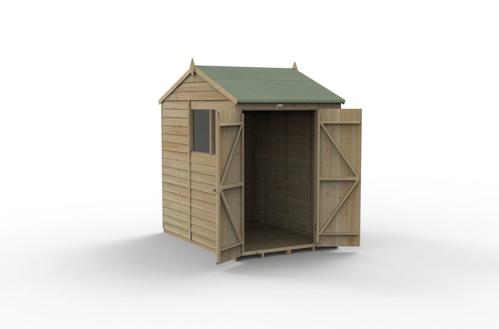 Forest Garden - 4Life Pressure Treated Overlap Reverse Apex Shed - 5ft x 7ft - Trusted Building Supplies
