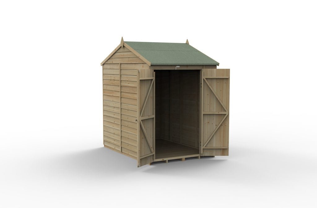 Forest Garden - 4Life Pressure Treated Overlap Reverse Apex Shed - 5ft x 7ft - Trusted Building Supplies