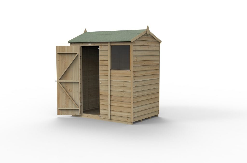 Forest Garden - 4Life Pressure Treated Overlap Reverse Apex Shed - 6ft x 4ft - Trusted Building Supplies