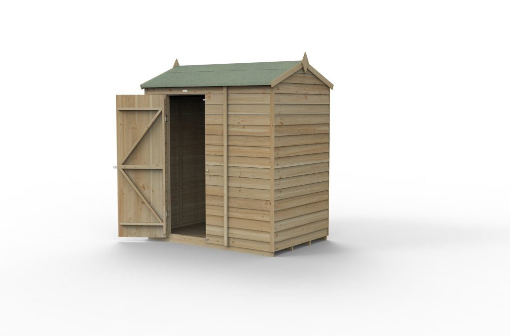Forest Garden - 4Life Pressure Treated Overlap Reverse Apex Shed - 6ft x 4ft - Trusted Building Supplies