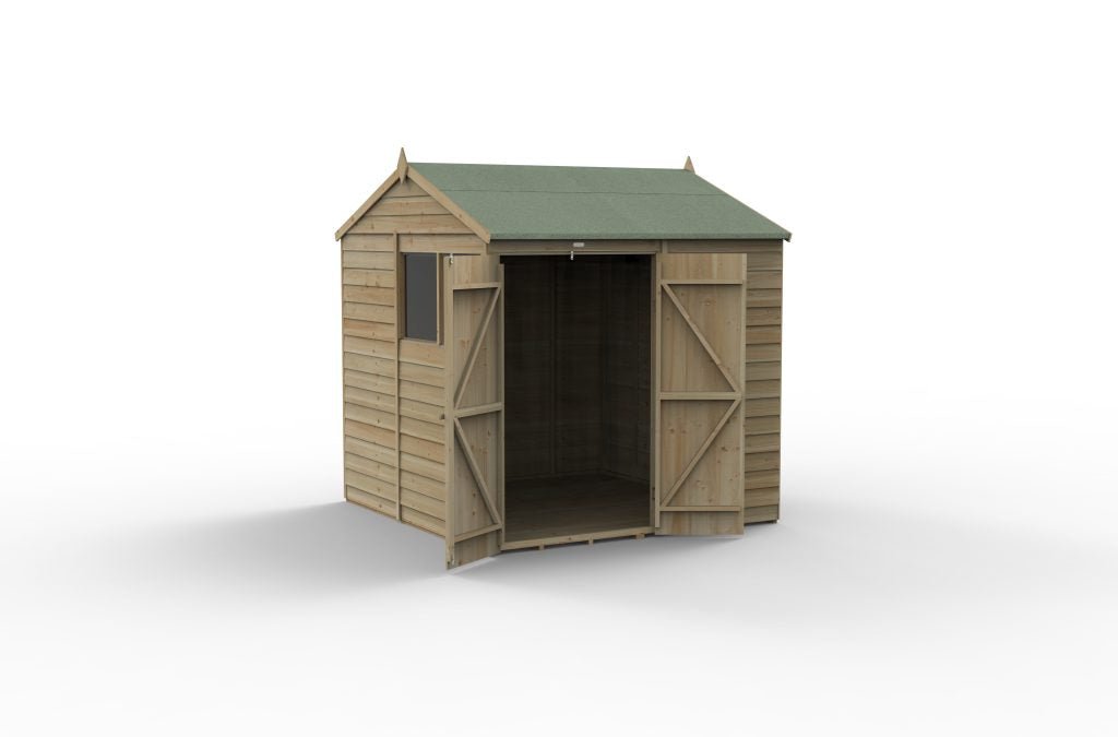 Forest Garden - 4Life Pressure Treated Overlap Reverse Apex Shed - 7ft x 7ft - Trusted Building Supplies