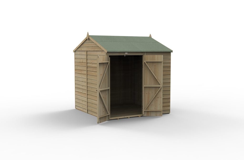 Forest Garden - 4Life Pressure Treated Overlap Reverse Apex Shed - 7ft x 7ft - Trusted Building Supplies