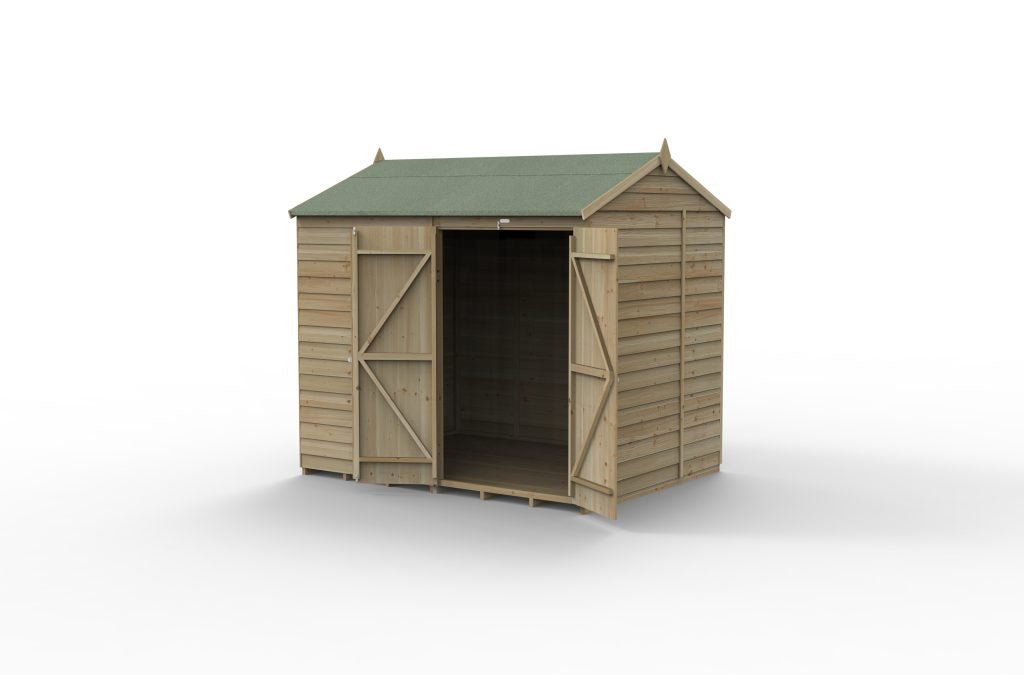 Forest Garden - 4Life Pressure Treated Overlap Reverse Apex Shed - 8ft x 6ft - Trusted Building Supplies