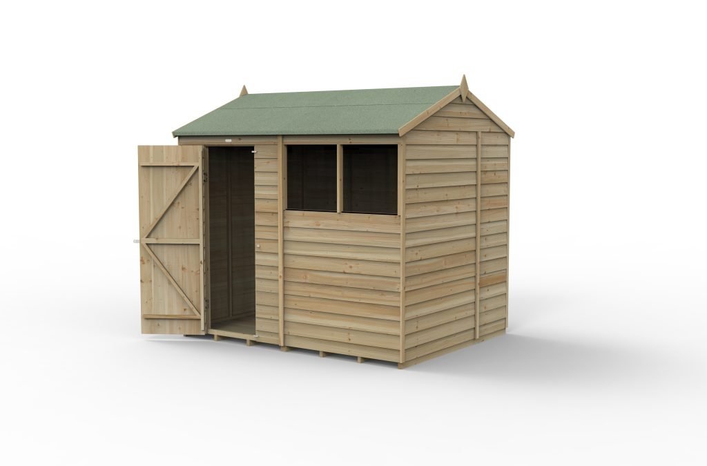 Forest Garden - 4Life Pressure Treated Overlap Reverse Apex Shed - 8ft x 6ft - Trusted Building Supplies