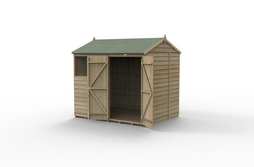 Forest Garden - 4Life Pressure Treated Overlap Reverse Apex Shed - 8ft x 6ft - Trusted Building Supplies