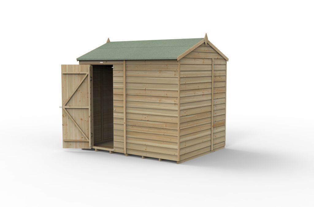 Forest Garden - 4Life Pressure Treated Overlap Reverse Apex Shed - 8ft x 6ft - Trusted Building Supplies