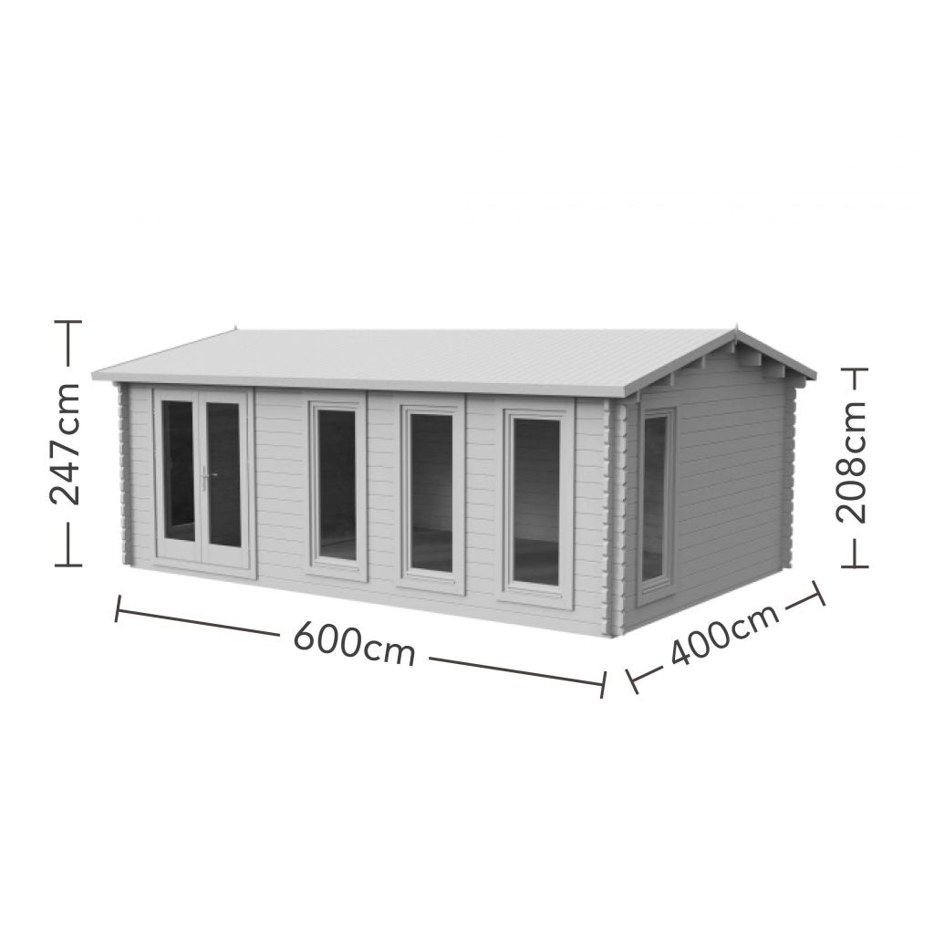 Forest Garden Blakedown Apex Roof Log Cabin with Double Glazing - 6m x 4m - Trusted Building Supplies