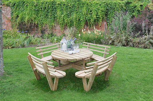 Forest Garden Circular Picnic Table with Seat Backs - Trusted Building Supplies