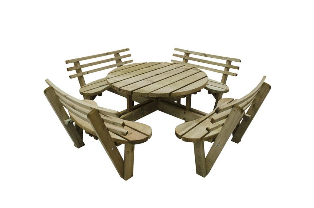 Forest Garden Circular Picnic Table with Seat Backs - Trusted Building Supplies