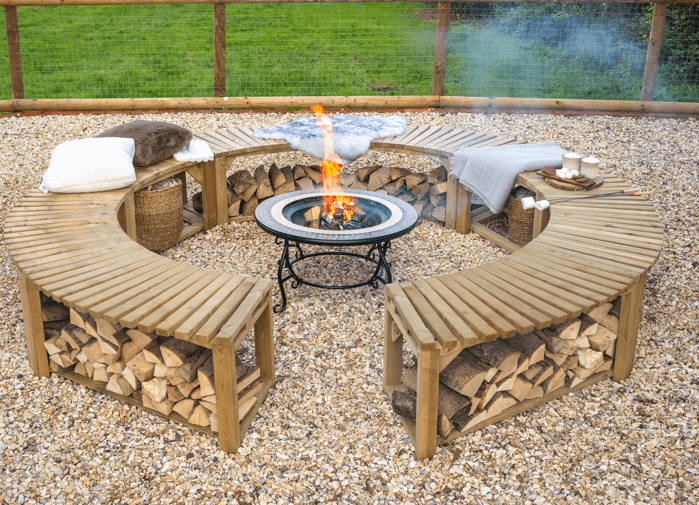 Forest Garden Curved Firepit Benches - Pack of 2 - Trusted Building Supplies