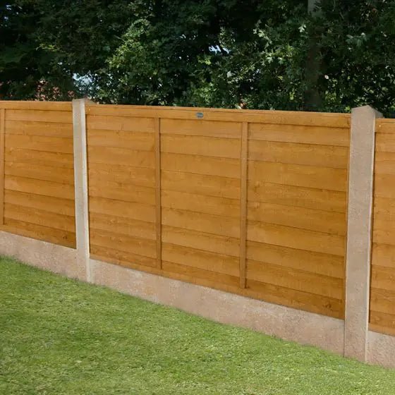Forest Garden Golden Brown Dipped Treated Traditional Overlap Fence Panel - Trusted Building Supplies