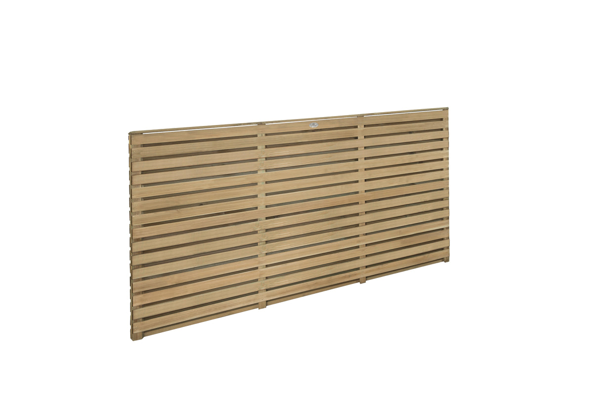 Forest Garden Green Pressure Treated Contemporary Double Slatted Fence Panel - Trusted Building Supplies