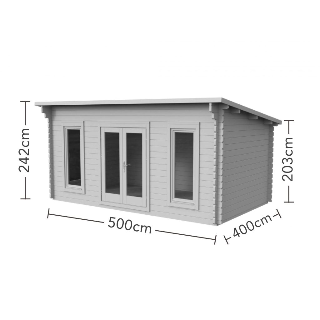 Forest Garden Mendip Pent Roof Log Cabin with Double Glazing - 5m x 4m - Trusted Building Supplies