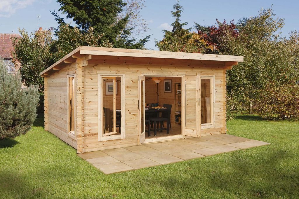 Forest Garden Mendip Pent Roof Log Cabin with Double Glazing - 5m x 4m - Trusted Building Supplies