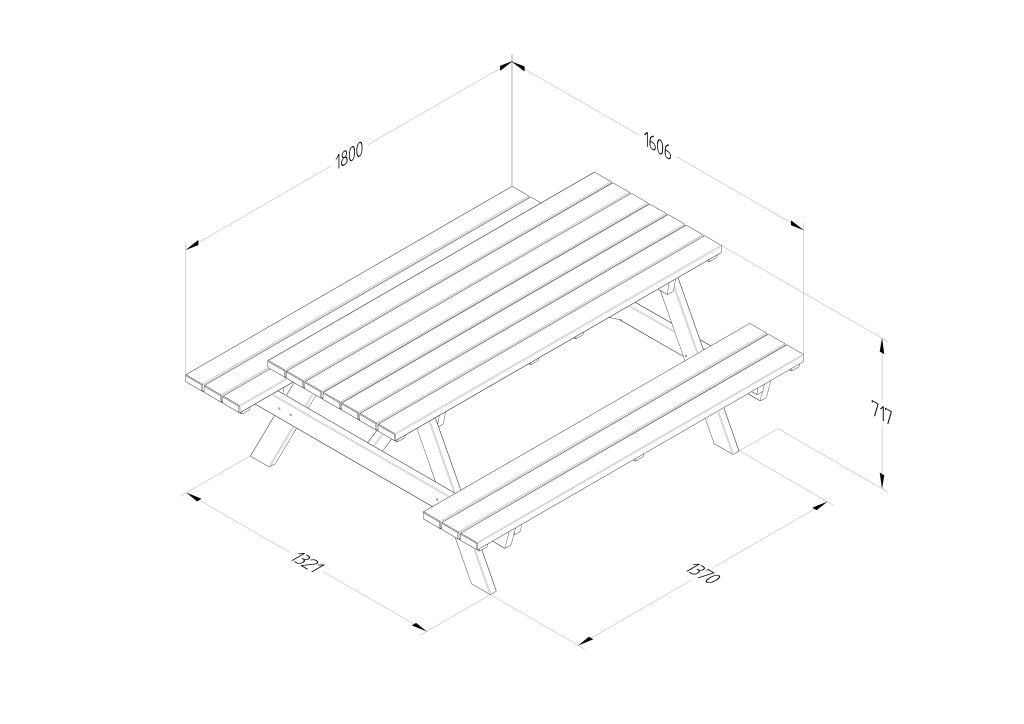 Forest Garden Rectangular Picnic Table - Large - Trusted Building Supplies