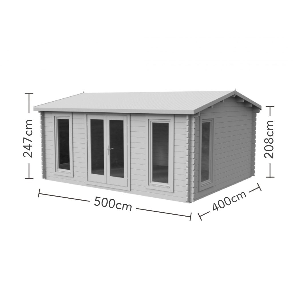 Forest Garden Rushock Apex Roof Log Cabin with Double Glazing - 5m x 4m - Trusted Building Supplies