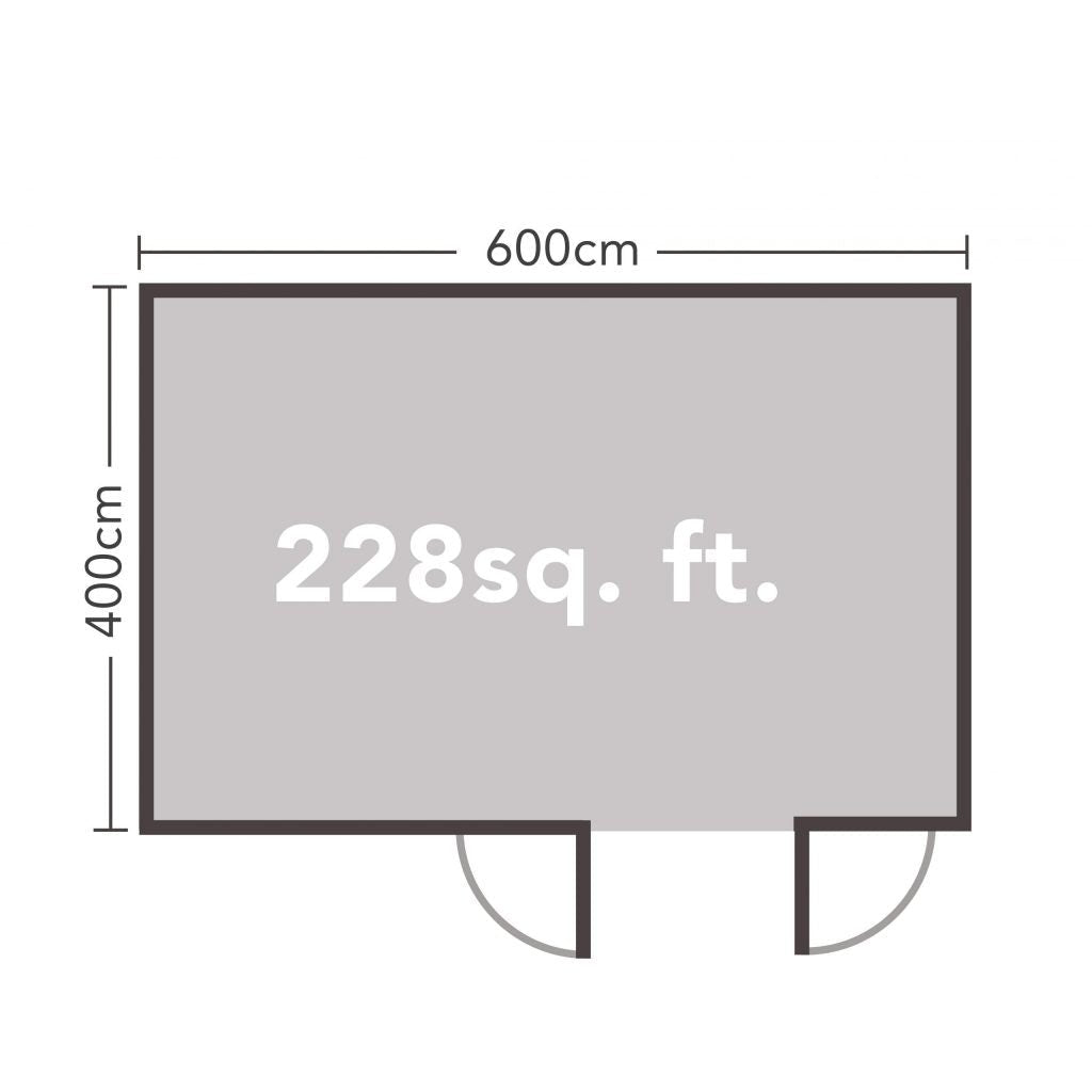 Forest Garden Wolverley Pent Roof Log Cabin with Double Glazing - 6m x 4m - Trusted Building Supplies