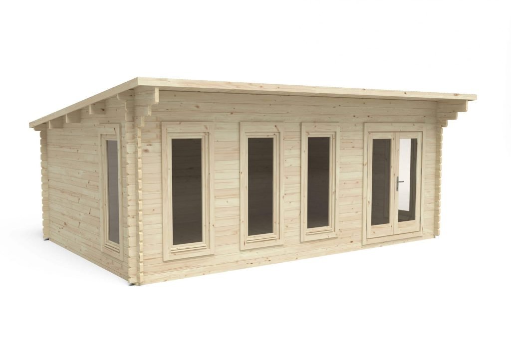 Forest Garden Wolverley Pent Roof Log Cabin with Double Glazing - 6m x 4m - Trusted Building Supplies