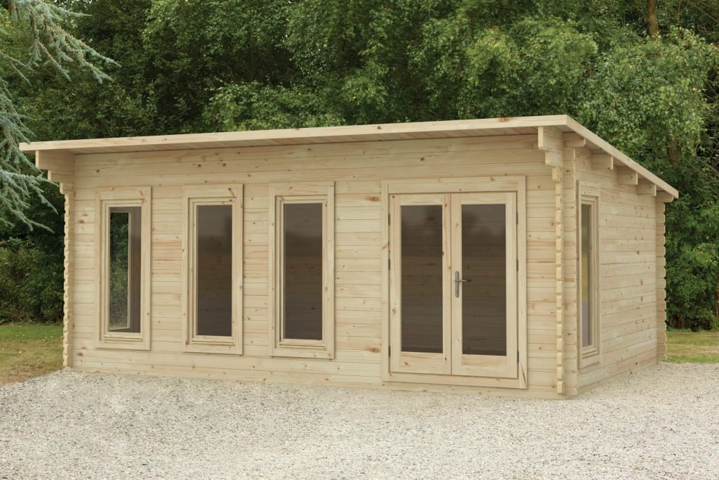 Forest Garden Wolverley Pent Roof Log Cabin with Double Glazing - 6m x 4m - Trusted Building Supplies