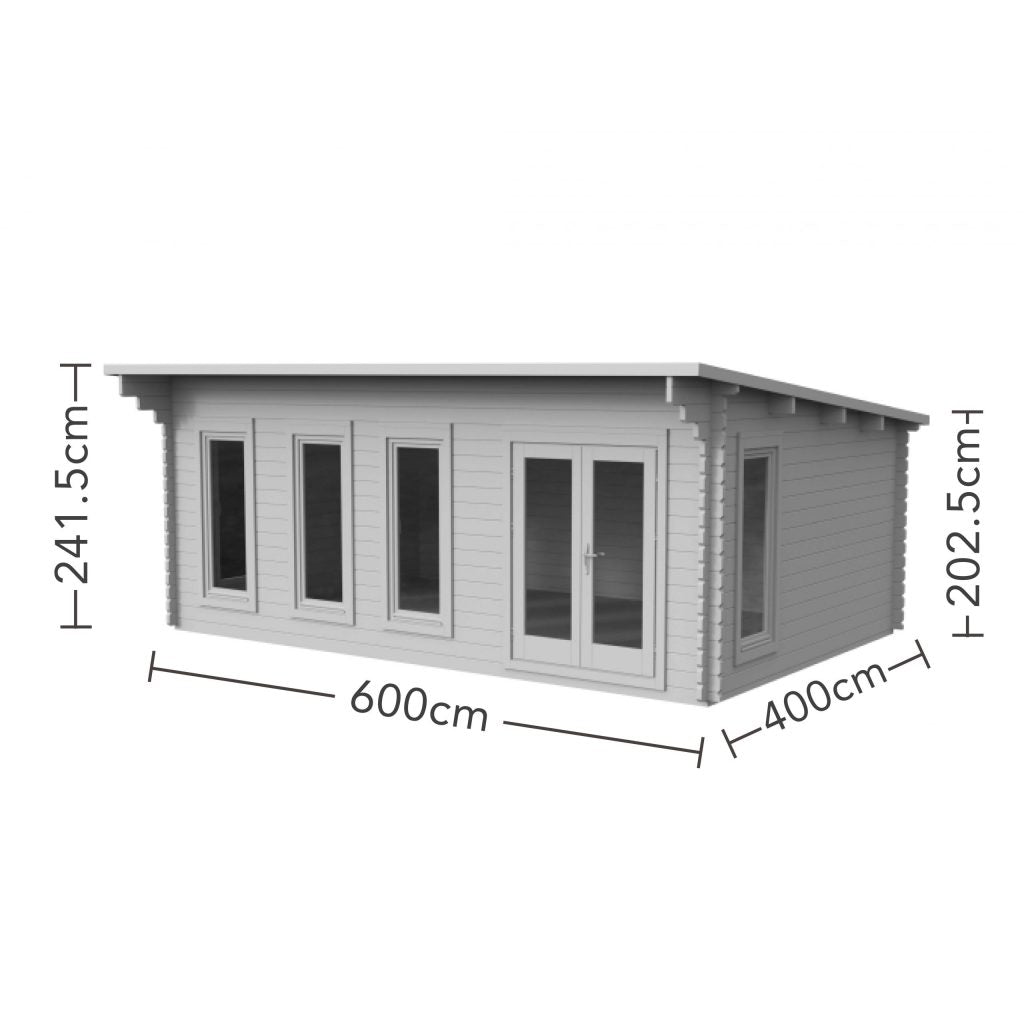 Forest Garden Wolverley Pent Roof Log Cabin with Double Glazing - 6m x 4m - Trusted Building Supplies