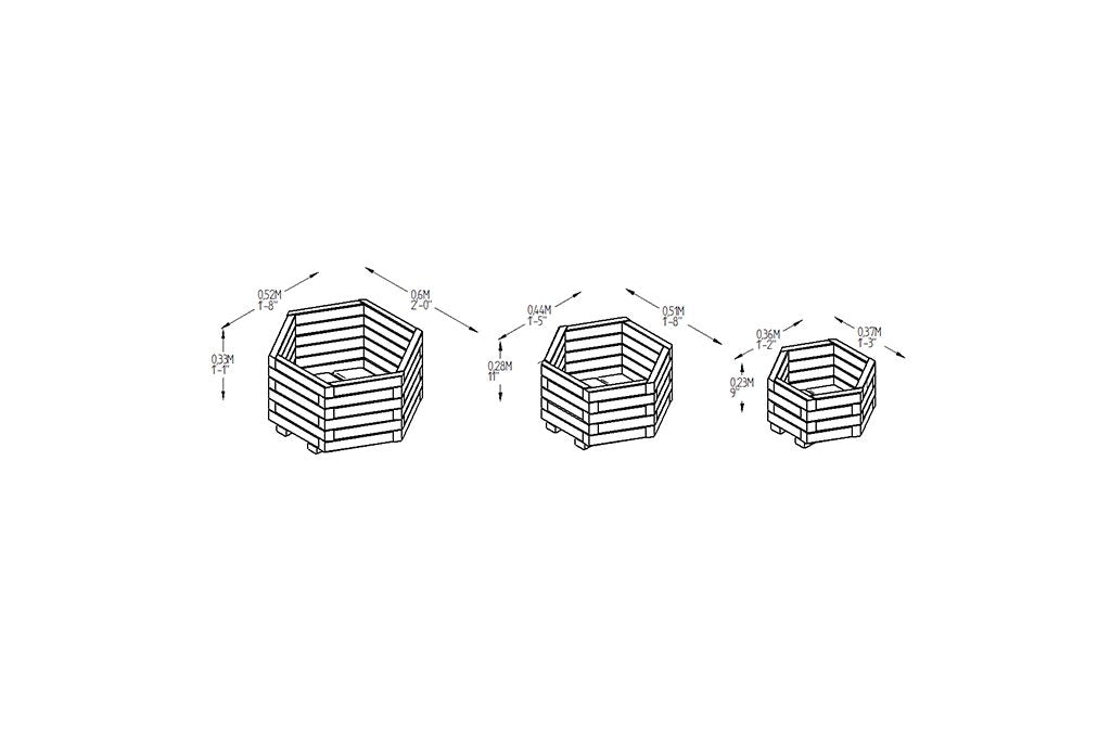 Forest Garden York Hexagonal Planter - Set of 3 - Trusted Building Supplies