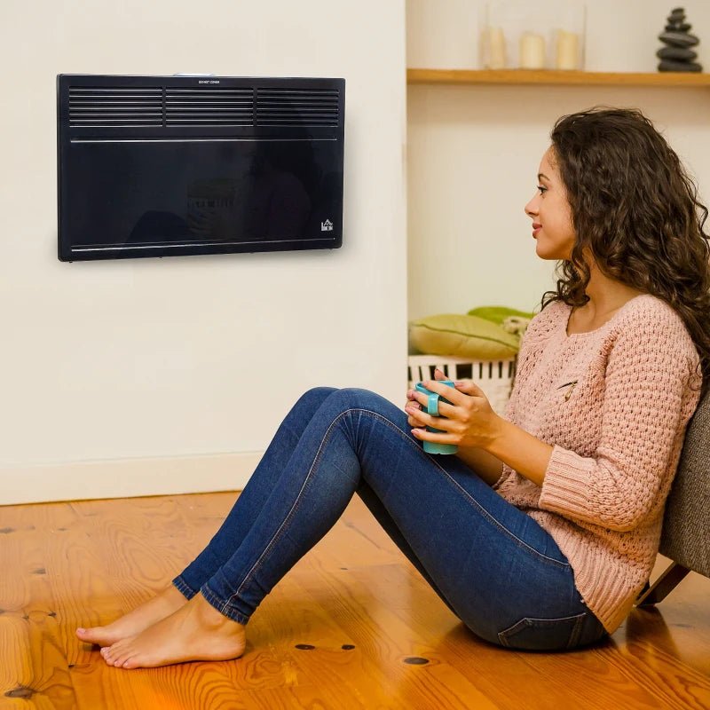 HOMCOM 1300W Portable Convector Radiator - Black - Trusted Building Supplies