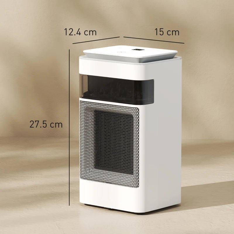 HOMCOM 1500W Portable Flame Effect Desk Heater - White - Trusted Building Supplies