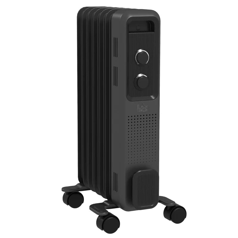 HOMCOM 1500W Portable Oil Filled Radiator - 7 Fin - Trusted Building Supplies