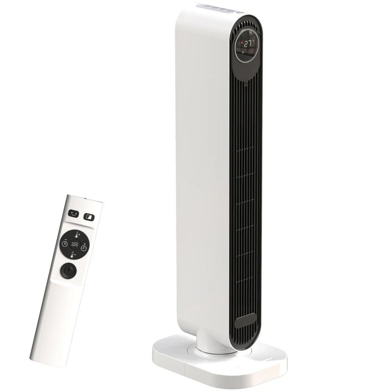 HOMCOM 2000W Ceramic Tower Heater with Timer - White - Trusted Building Supplies