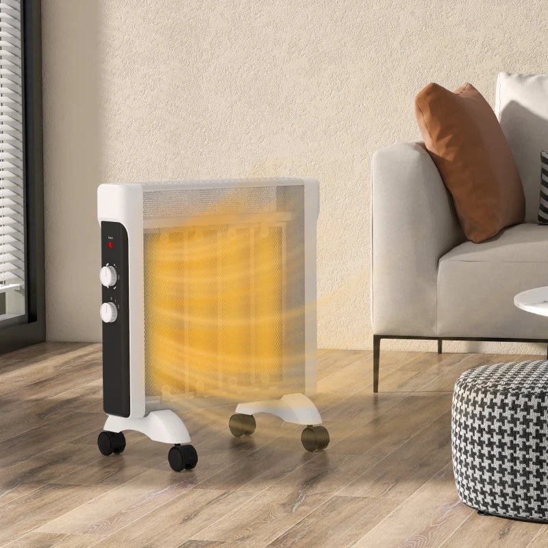 HOMCOM 2000W Portable Mica Panel Heater - White - Trusted Building Supplies