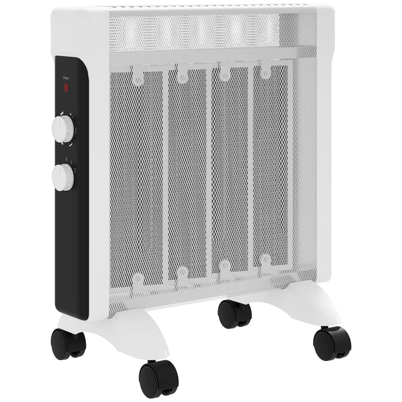 HOMCOM 2000W Portable Mica Panel Heater - White - Trusted Building Supplies