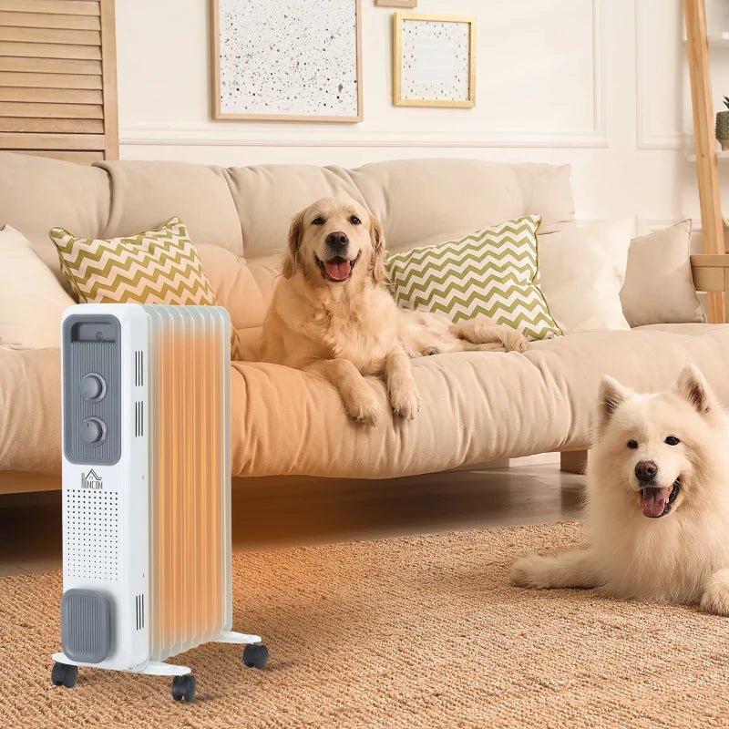 HOMCOM 2000W Portable Oil Filled Radiator - 9 Fin - Trusted Building Supplies