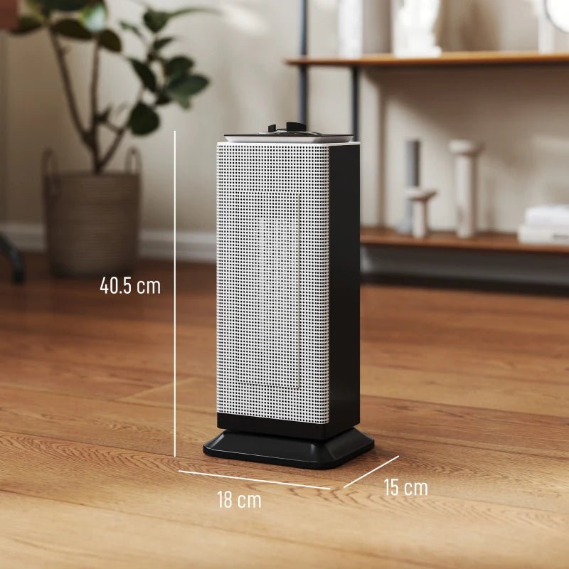 HOMCOM 2000W Portable Oscillating Ceramic Heater - Black - Trusted Building Supplies