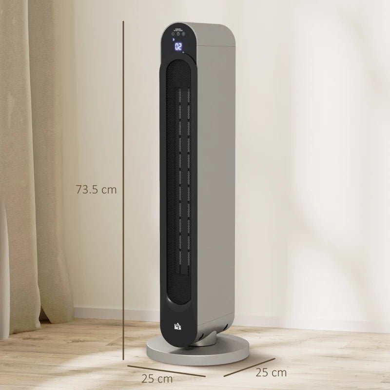 HOMCOM 2200W Portable Ceramic Tower Heater - Silver - Trusted Building Supplies