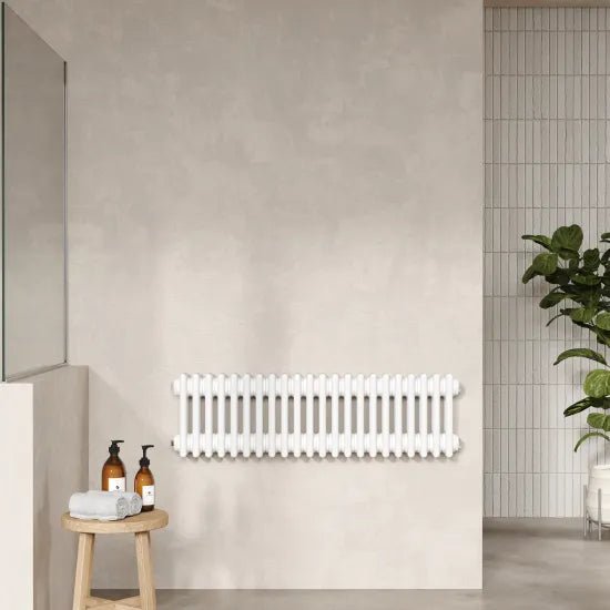 Hudson Reed Colosseum Traditional White Triple Column Radiator - 300mm x 999mm - Trusted Building Supplies