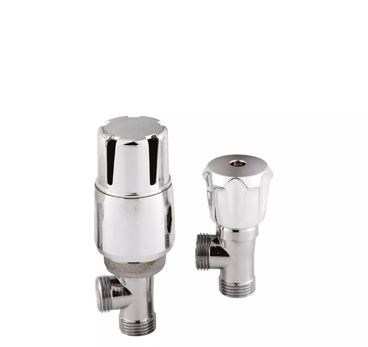 Hudson Reed Contemporay Chrome Angled Thermostatic Radiator Valve Pack Pair - Trusted Building Supplies
